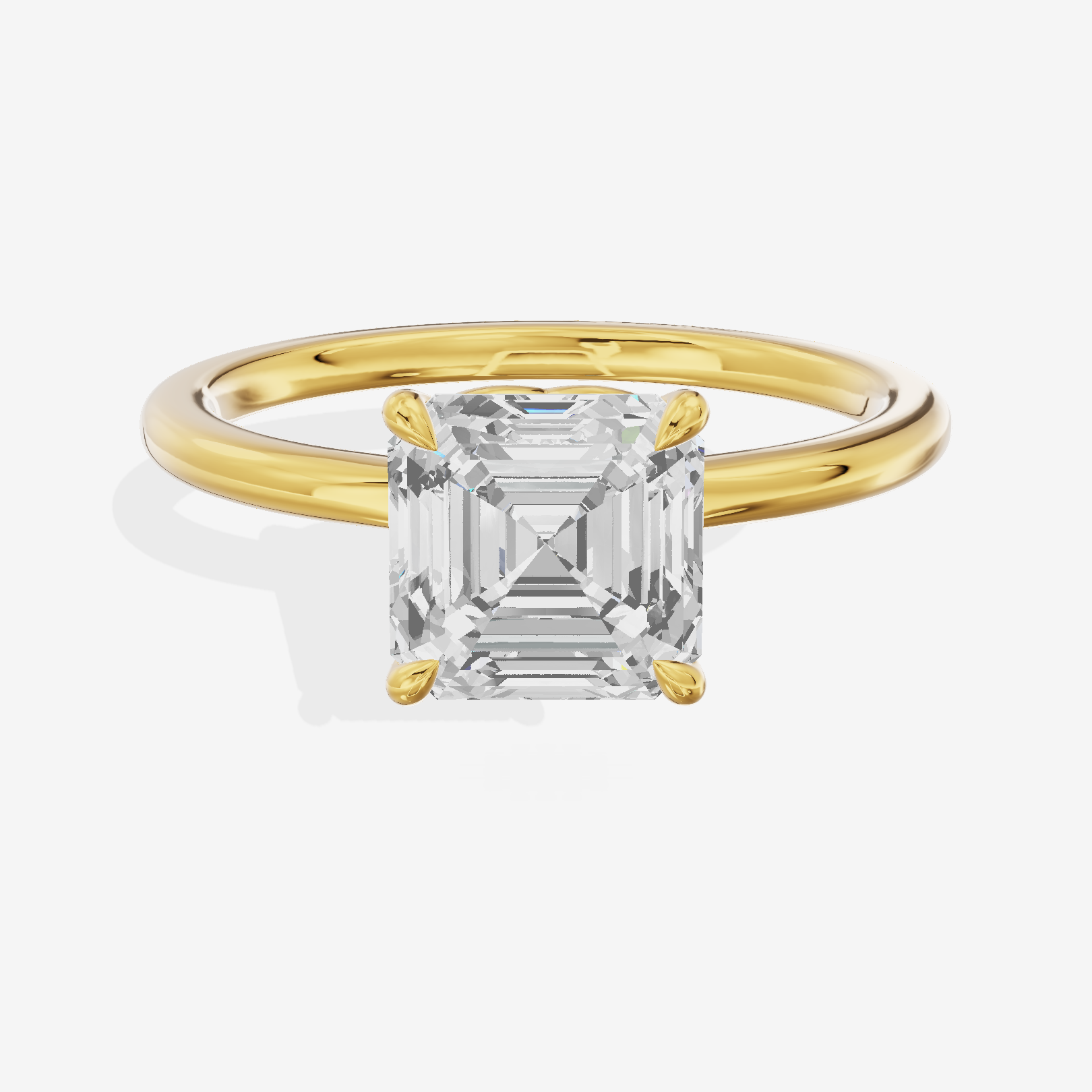Coeurine Solitaire 1.8mm Asscher Solitaire Engagement Ring in 18K Yellow Gold