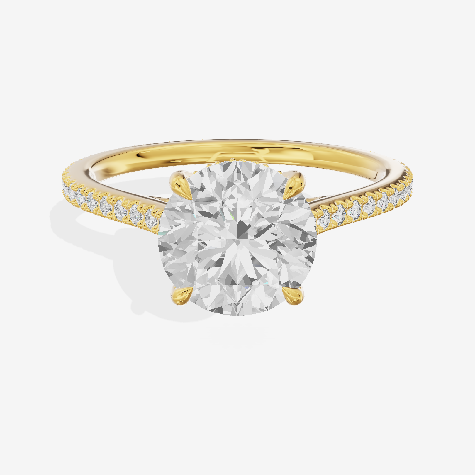 Luxe Aimora Round Engagement Ring with Side Stones (1/4 ct. tw.) in 14K Yellow Gold