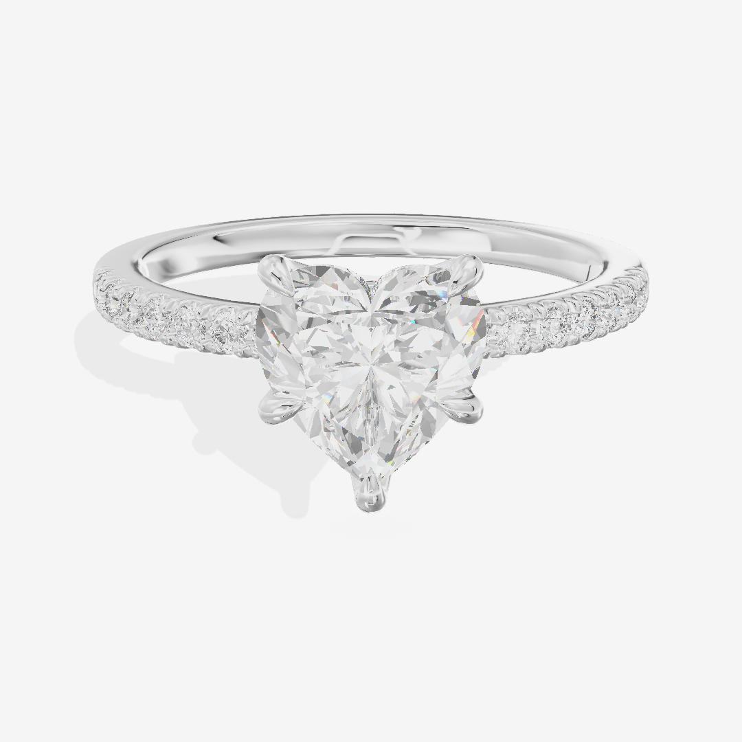 Promezza Cathedral Heart Engagement Ring with Side Stones (1/6 ct. tw.) in Platinum