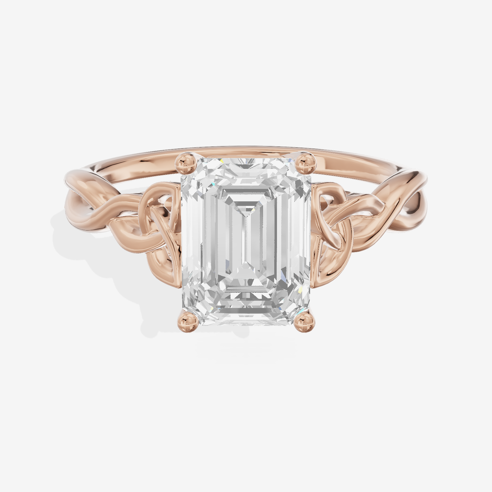 Modern Vowsae 2.5mm Emerald Solitaire Engagement Ring in 18K Rose Gold