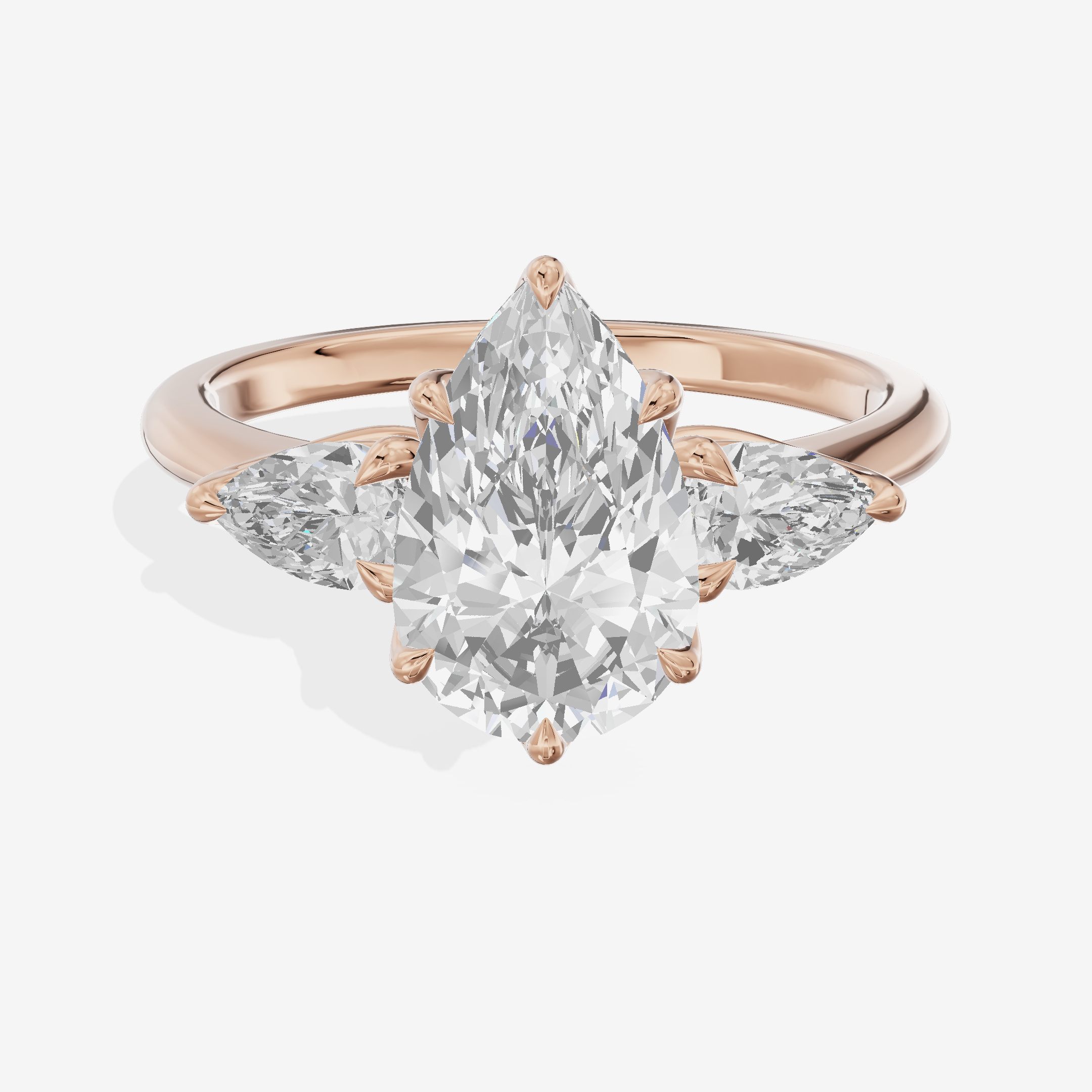 Modern Triade Pear Three Stone Engagement Ring (1/2 ct. tw.) in 14K Rose Gold