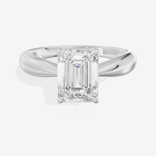 Aimora Trellis 2mm Emerald Solitaire Engagement Ring in 18K White Gold