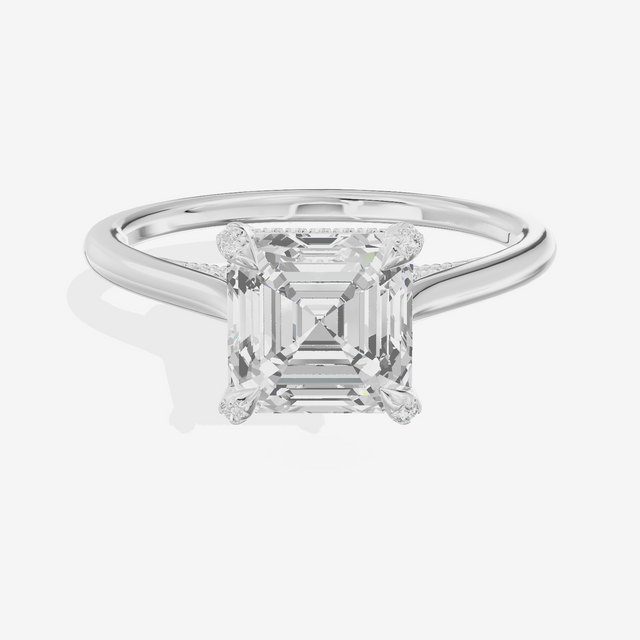 Grand Vowsae Asscher Engagement Ring with Side Stones (1/5 ct. tw.) in 14K White Gold