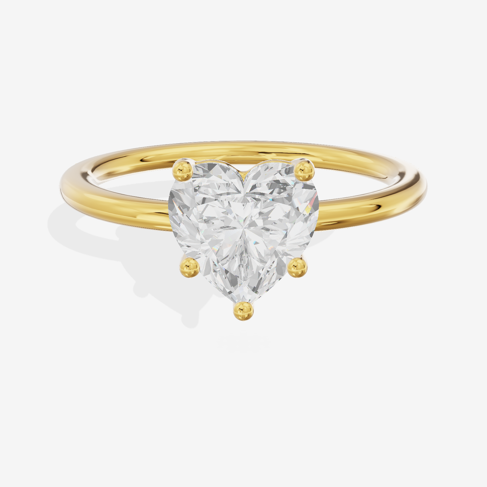 Crowned Vowsae 1.5mm Heart Solitaire Engagement Ring in 18K Yellow Gold