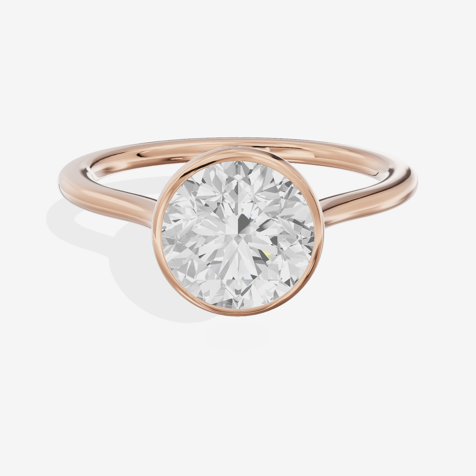 Petite Vowsae 1.5mm Round Bezel Engagement Ring in 14K Rose Gold
