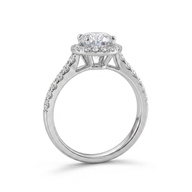 Cathedral Halo Pavé Round Engagement Ring (1 ct. tw.) in Platinum