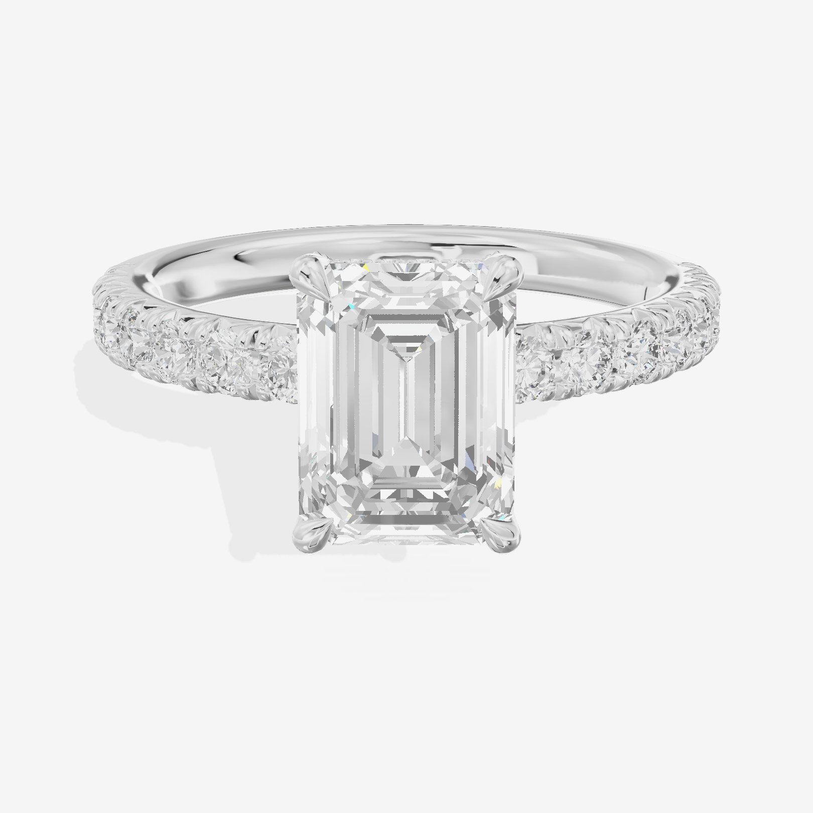 Crowned Maia Emerald Engagement Ring with Side Stones (1/3 ct. tw.) in 14K White Gold