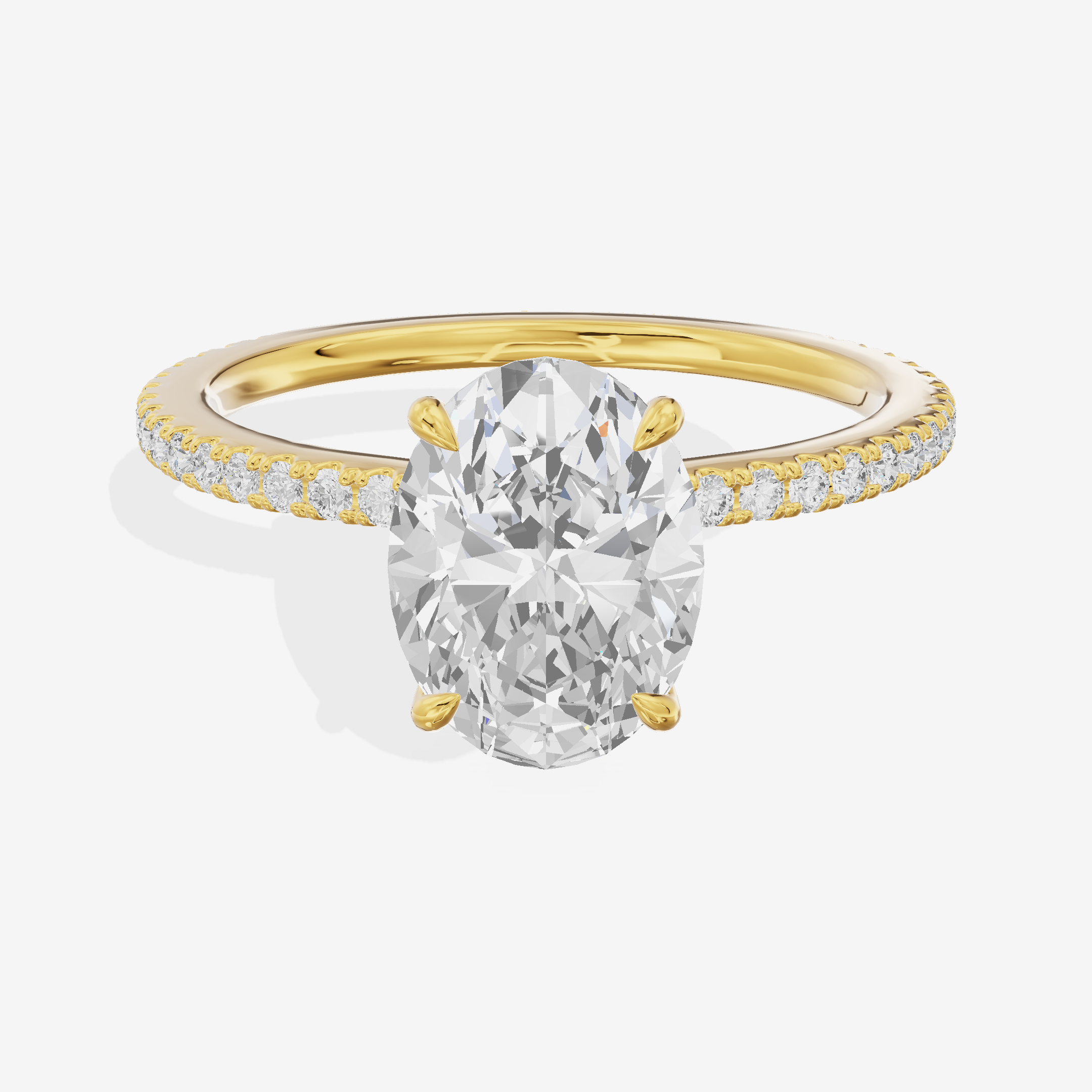 Tensare Oval Engagement Ring with Side Stones (1 ct. tw.) in 18K Yellow Gold