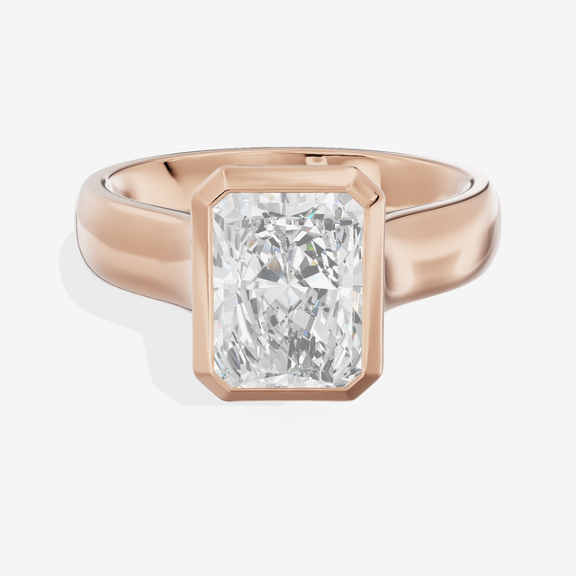Cherubine 4mm Radiant Bezel Engagement Ring in 14K Rose Gold