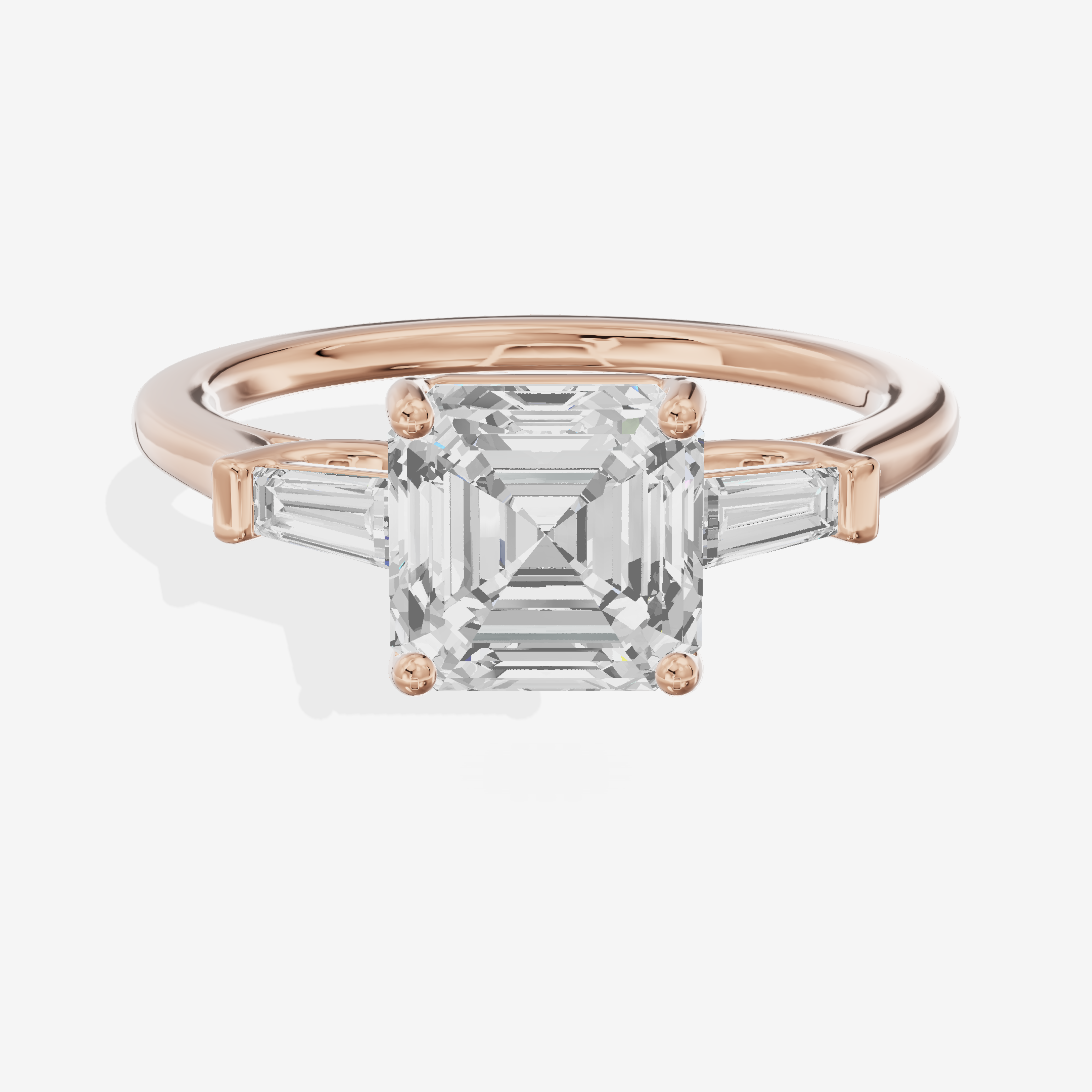 Hallowed Halcyon Asscher Engagement Ring with Side Stones (1/6 ct. tw.) in 14K Rose Gold