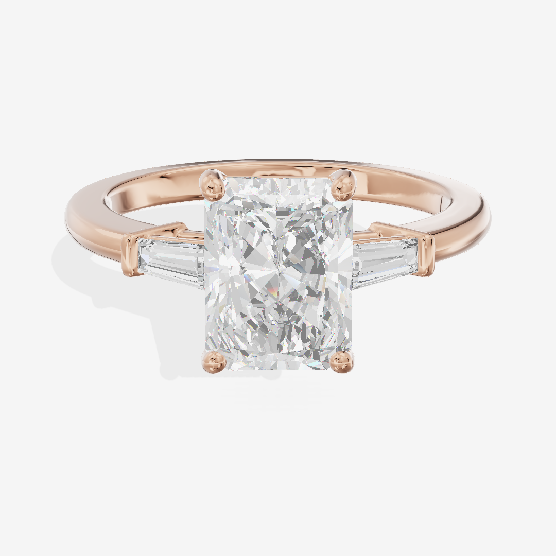 Eternal Coeurine Three Stone Radiant Engagement Ring (1/5 ct. tw.) in 18K Rose Gold