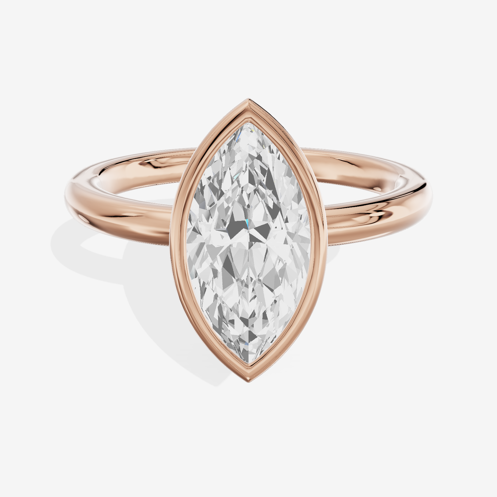 Tensare Bezel 2mm Marquise Solitaire Engagement Ring in 14K Rose Gold