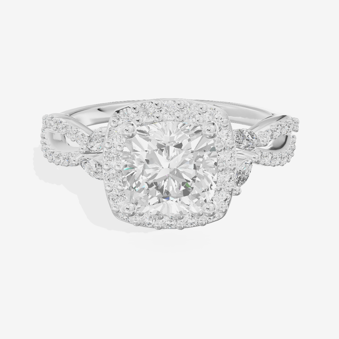 Luxe Reverya Cushion Hidden Halo Engagement Ring (2/5 ct. tw.) in 14K White Gold