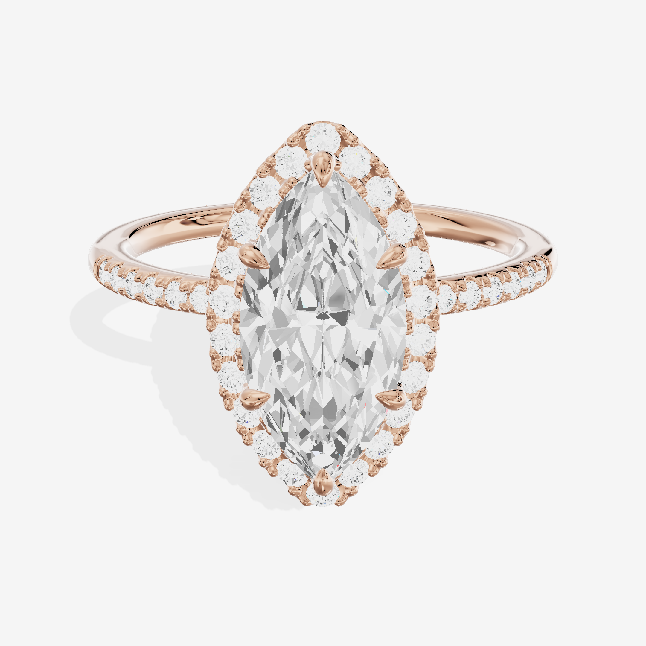 Luxe Linger Marquise Halo Engagement Ring (1/2 ct. tw.) in 18K Rose Gold