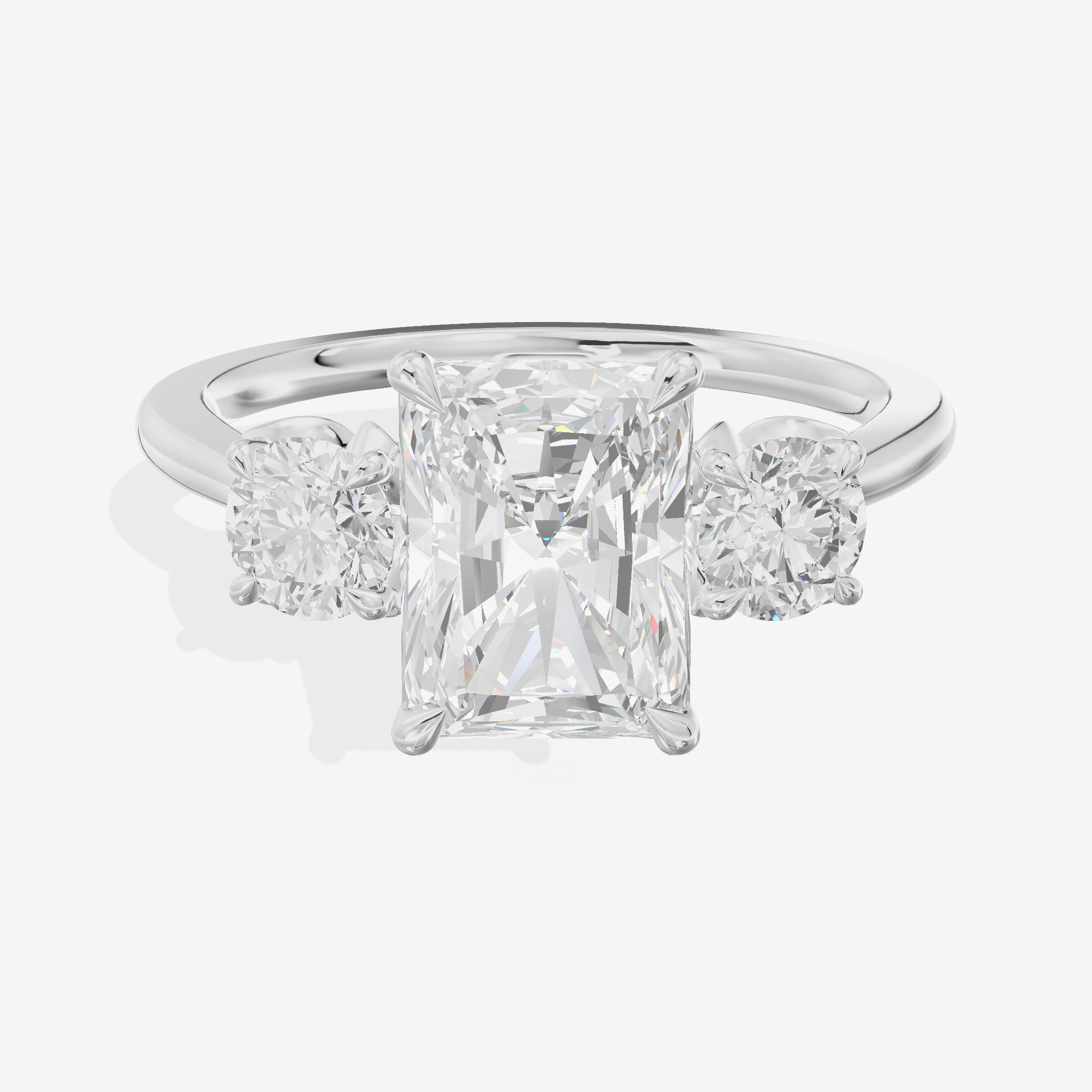 Modern Sincere Three Stone Radiant Engagement Ring (1/2 ct. tw.) in Platinum
