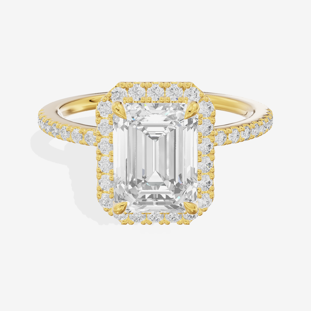 Vintage Adorae Emerald Hidden Halo Engagement Ring (2/5 ct. tw.) in 14K Yellow Gold
