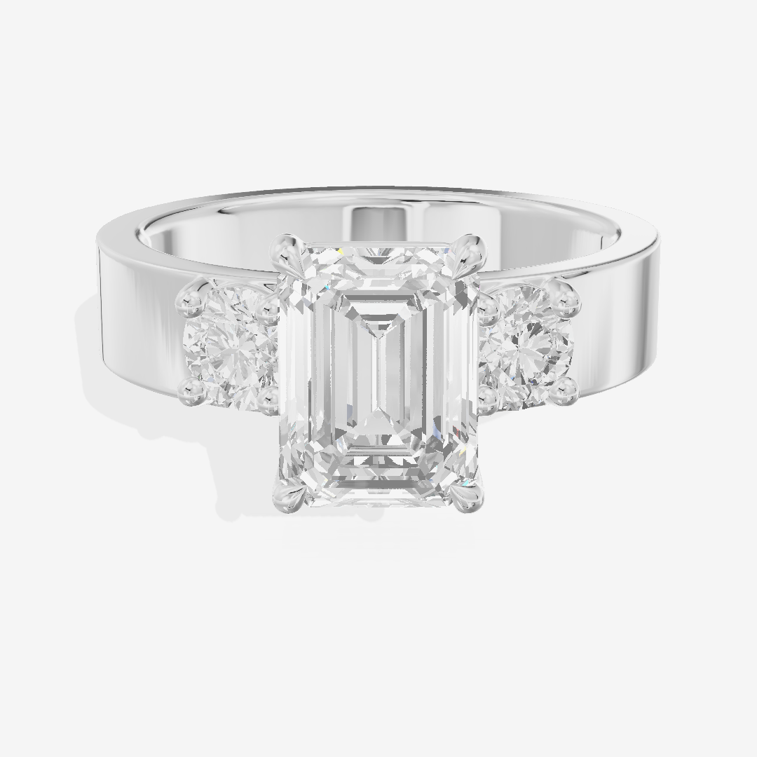 Royal Vowsae Three Stone Emerald Engagement Ring (1/2 ct. tw.) in Platinum