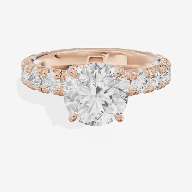 Crowned Sincere Round Engagement Ring with Side Stones (3/4 ct. tw.) in 14K Rose Gold