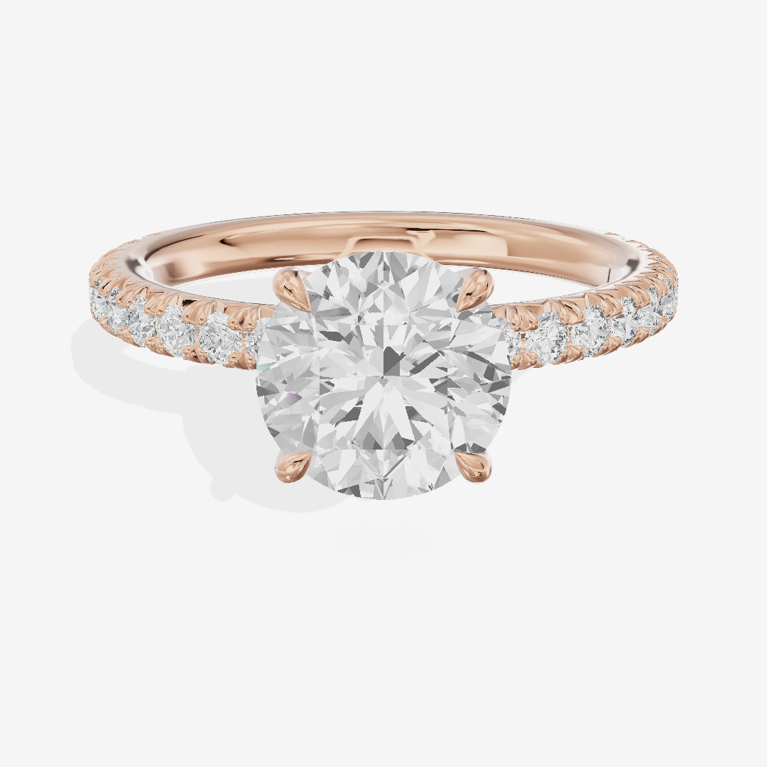 Tender Whisper Round Engagement Ring with Side Stones (1/6 ct. tw.) in 14K Rose Gold