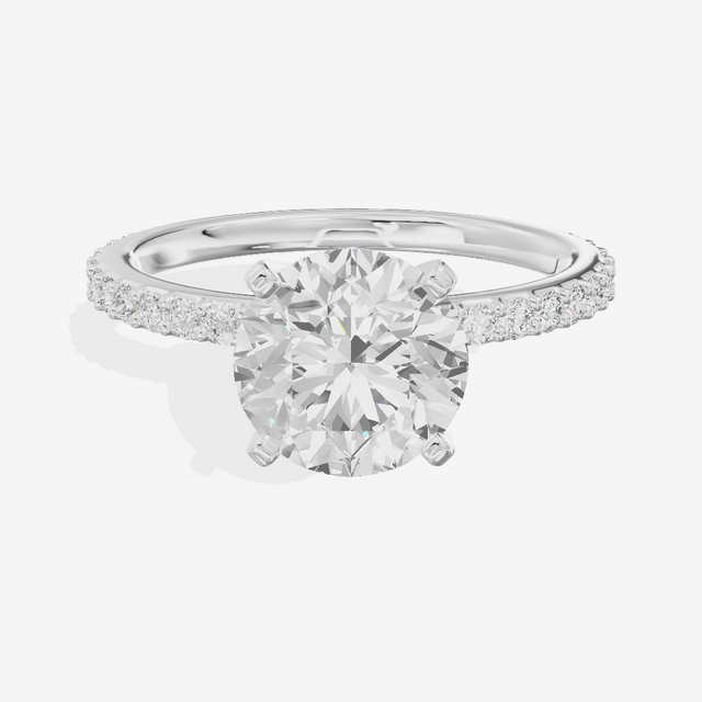 Petite Trellise Round Engagement Ring with Side Stones (1/3 ct. tw.) in 18K White Gold