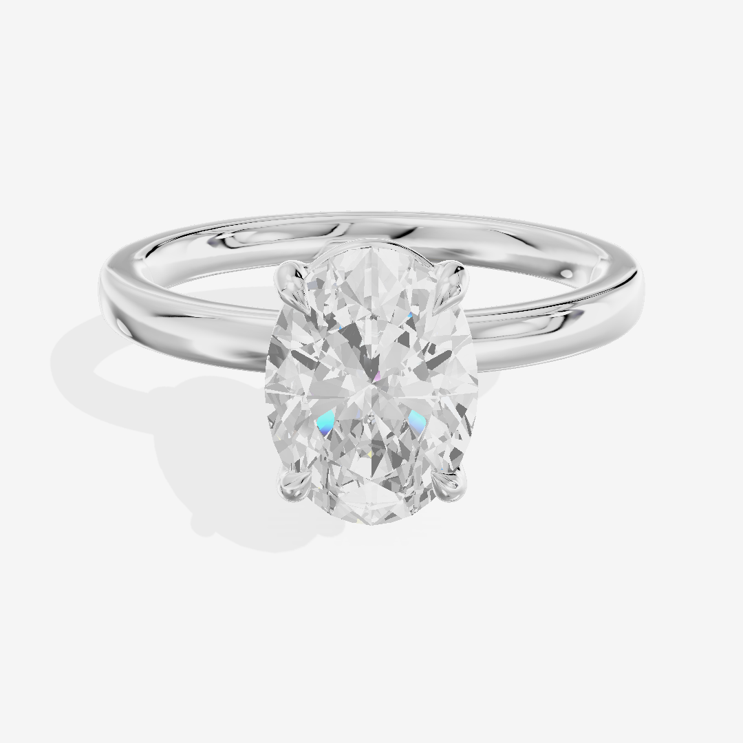 Petite Eversince 2mm Oval Solitaire Engagement Ring in 18K White Gold