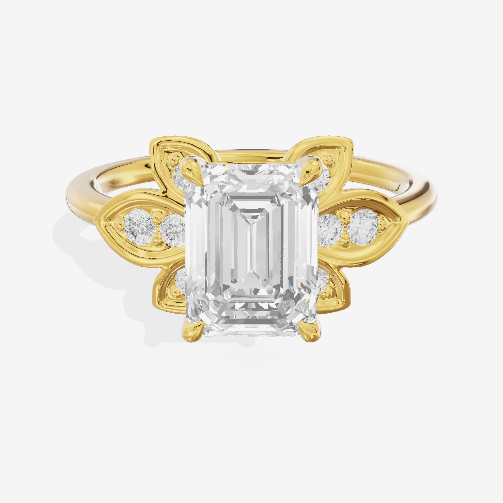 Petite Whisper Emerald Engagement Ring with Side Stones (1/10 ct. tw.) in 14K Yellow Gold