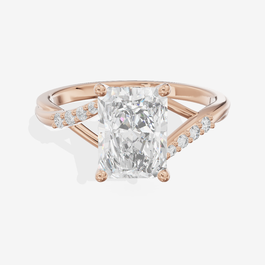 Aimora Hidden Halo Radiant Engagement Ring (1/8 ct. tw.) in 14K Rose Gold