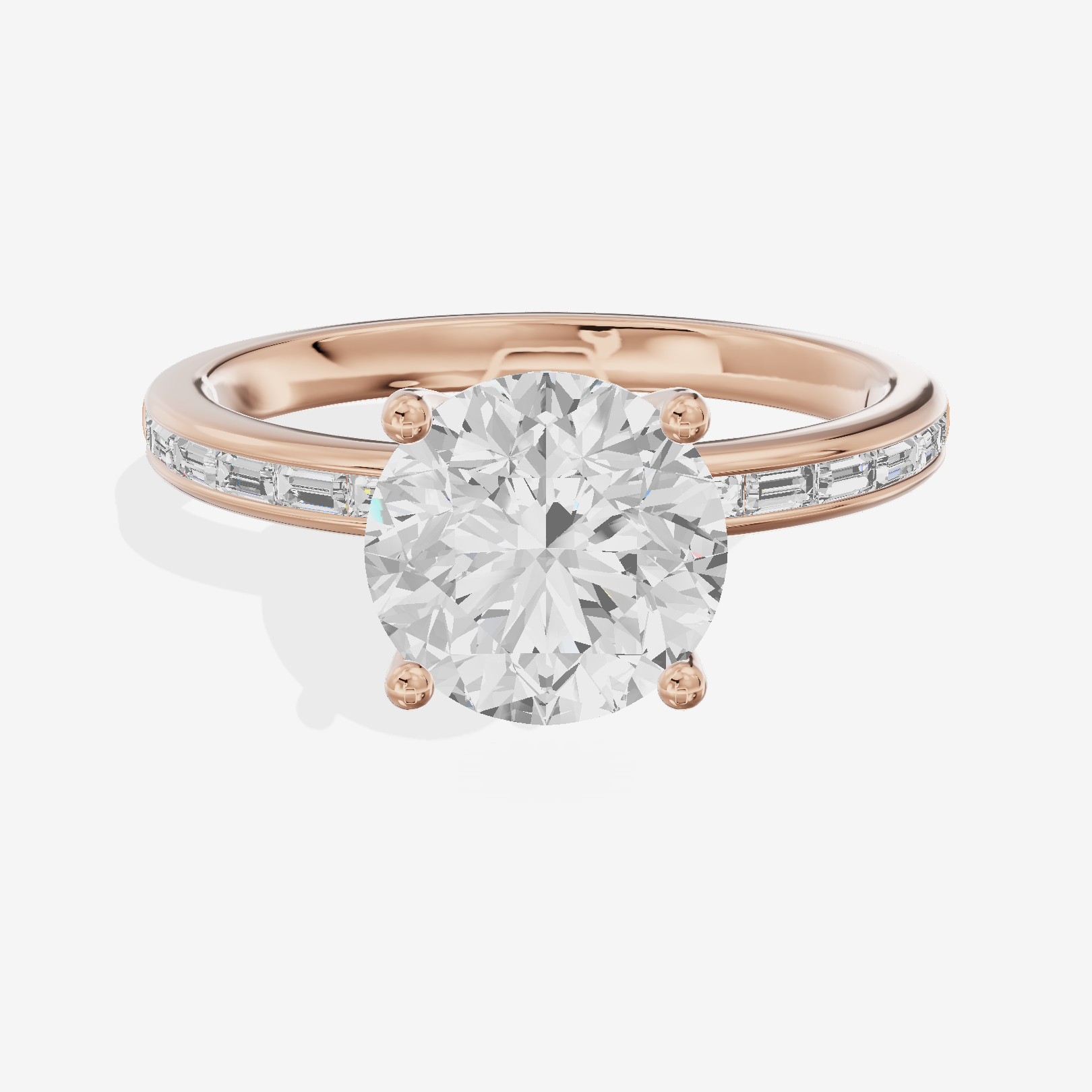 Tender Sincere Round Engagement Ring with Side Stones (1/6 ct. tw.) in 18K Rose Gold