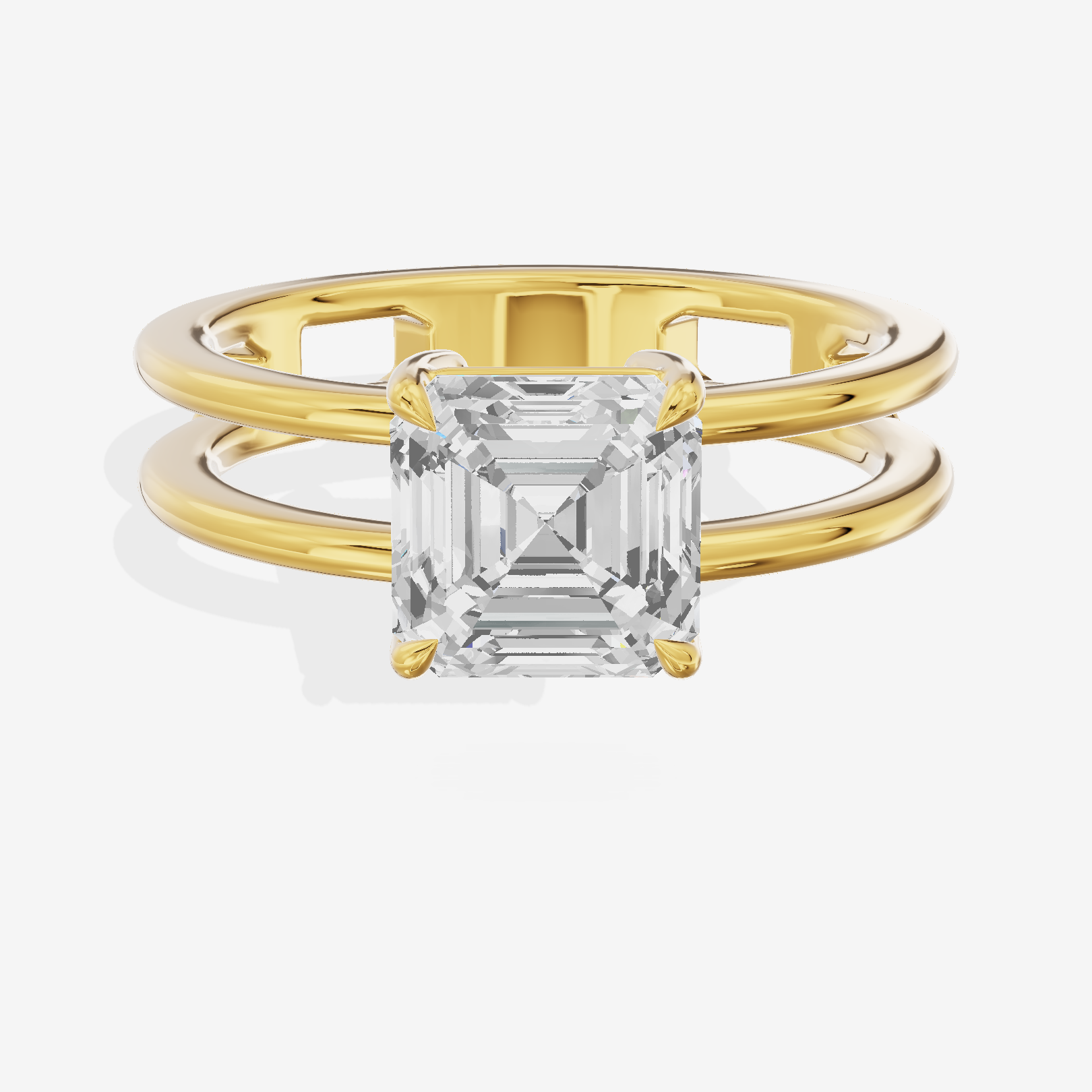 Sealed Promezza 4.3mm Asscher Solitaire Engagement Ring in 18K Yellow Gold