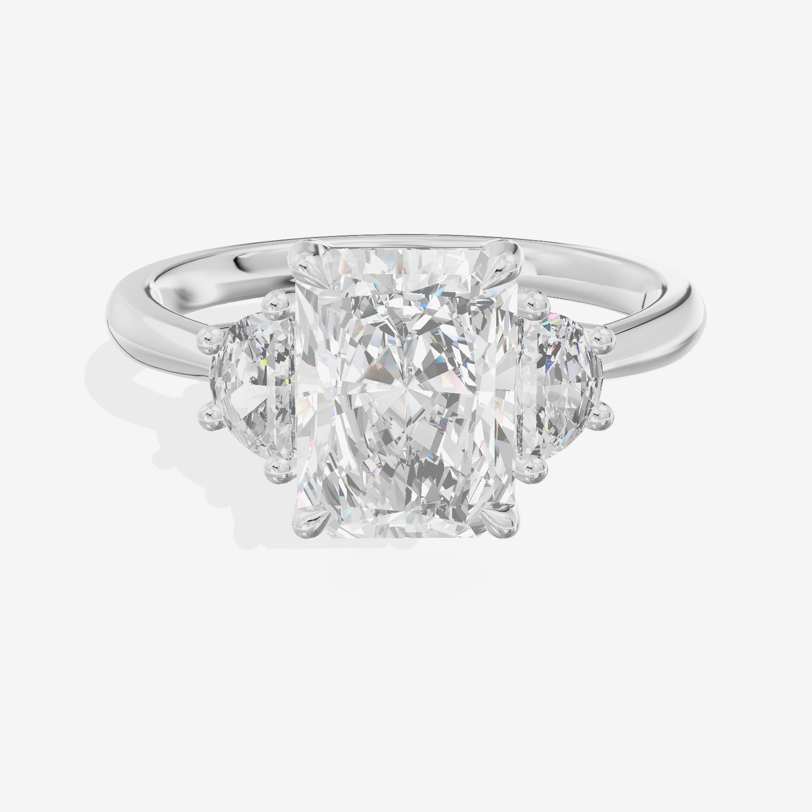 Petite Belovae Radiant Three Stone Engagement Ring (1/2 ct. tw.) in 18K White Gold