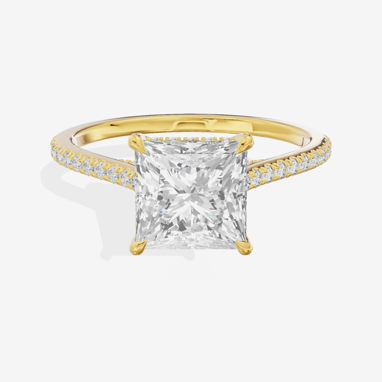 Grand Tender Princess Engagement Ring with Side Stones (1/8 ct. tw.) in 18K Yellow Gold