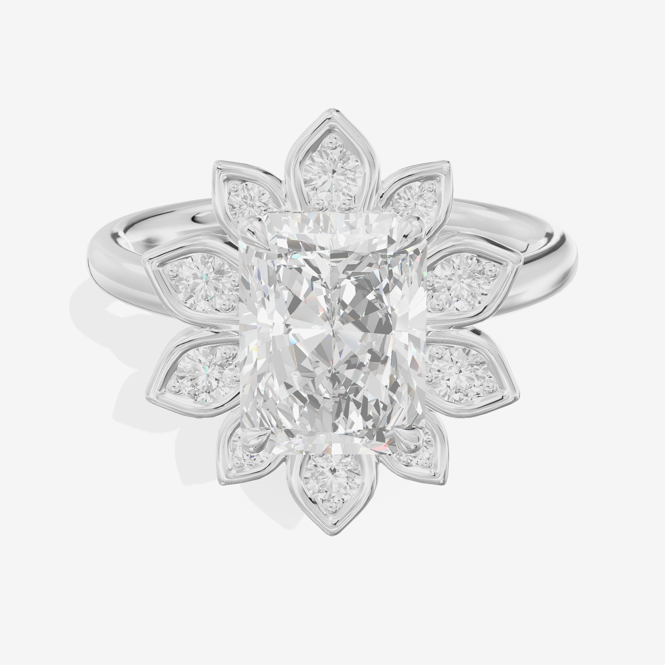 Solea Radiant Halo Engagement Ring (3/4 ct. tw.) in 18K White Gold