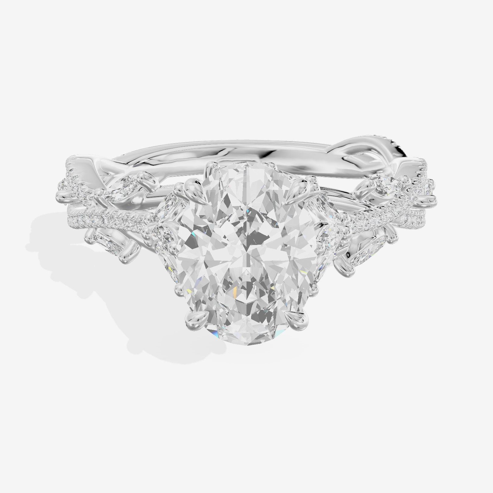 Grand Twine Oval Twisted Engagement Ring (3/4 ct. tw.) in 18K White Gold