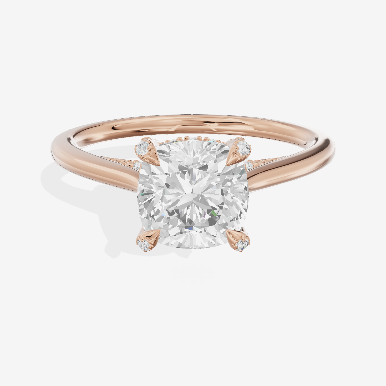 Grand Vowsae Cushion Engagement Ring with Side Stones (1/5 ct. tw.) in 18K Rose Gold