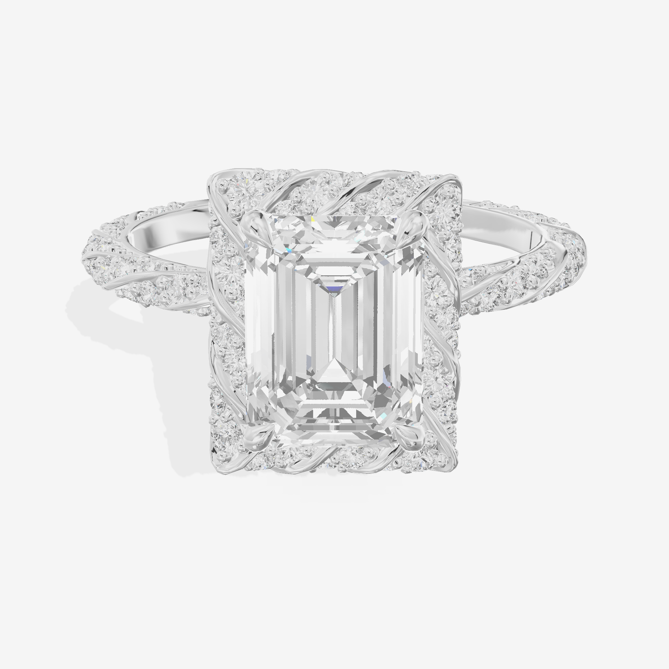 Clusta Hidden Halo Emerald Engagement Ring (1/2 ct. tw.) in 14K White Gold