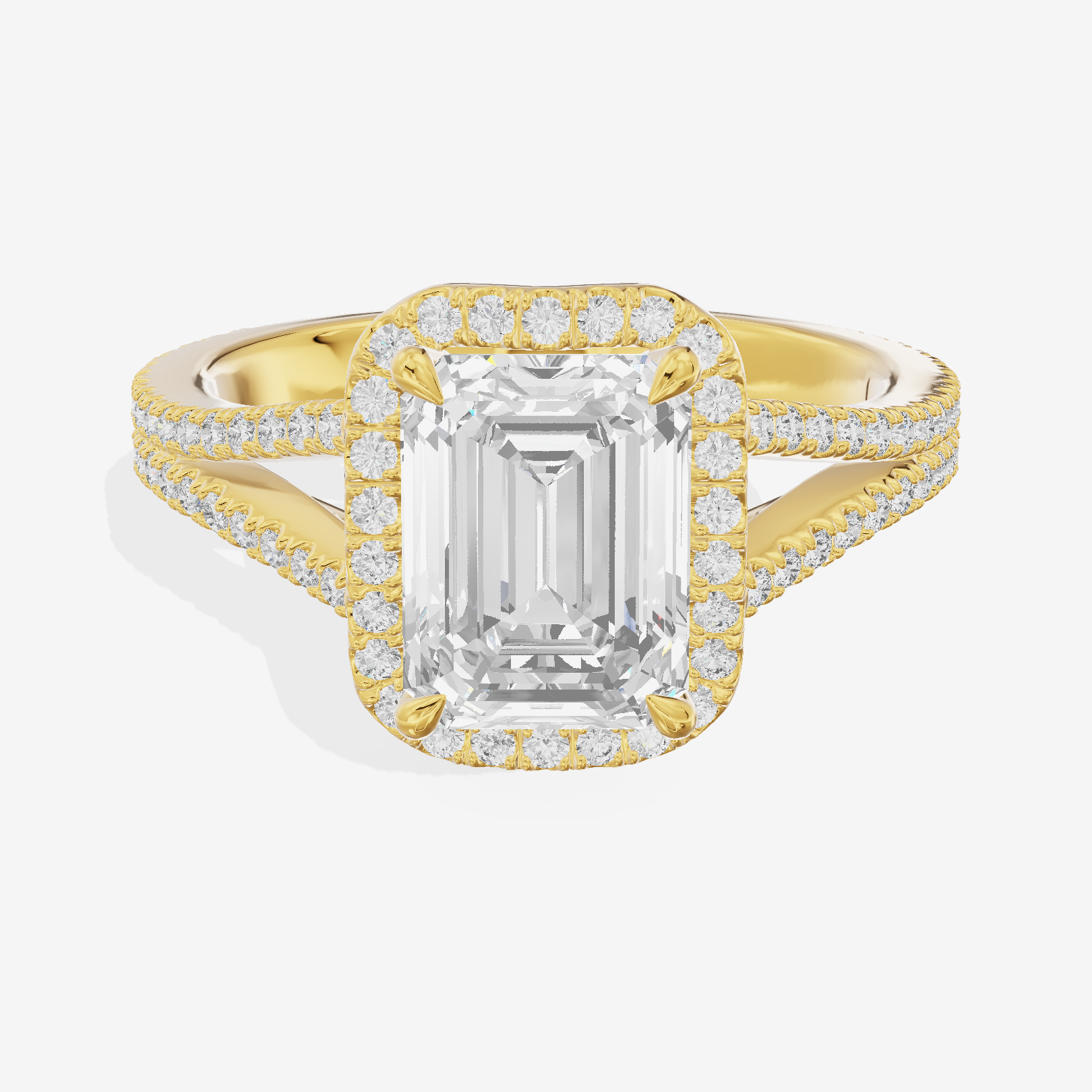 Vintage Adorae Emerald Hidden Halo Engagement Ring (2/5 ct. tw.) in 14K Yellow Gold
