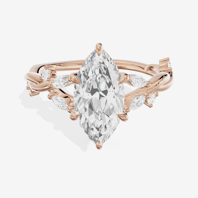 Twined Vowsae Marquise Twisted Engagement Ring (1/6 ct. tw.) in 18K Rose Gold