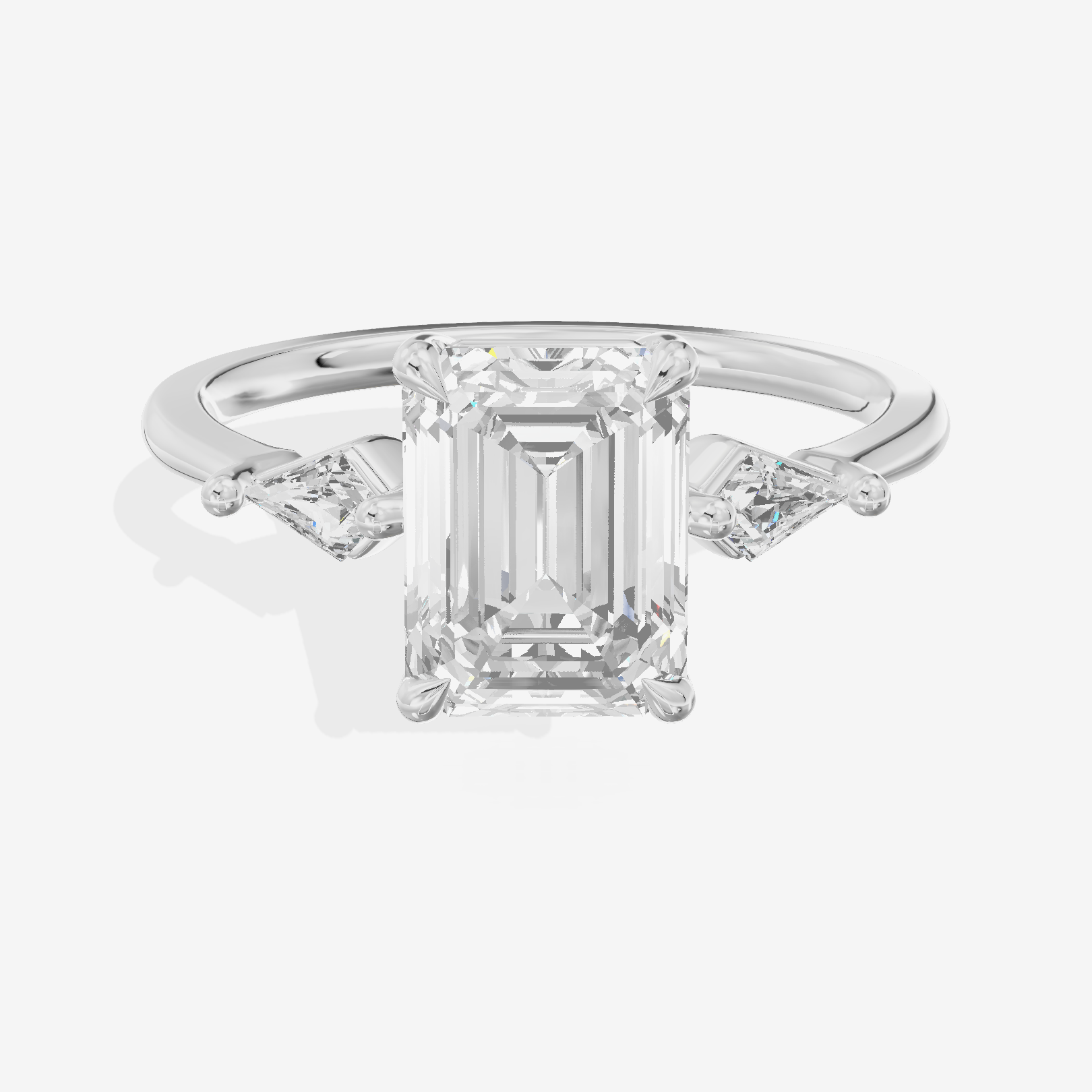 Whispered Triade Emerald Three Stone Engagement Ring (1/10 ct. tw.) in 18K White Gold