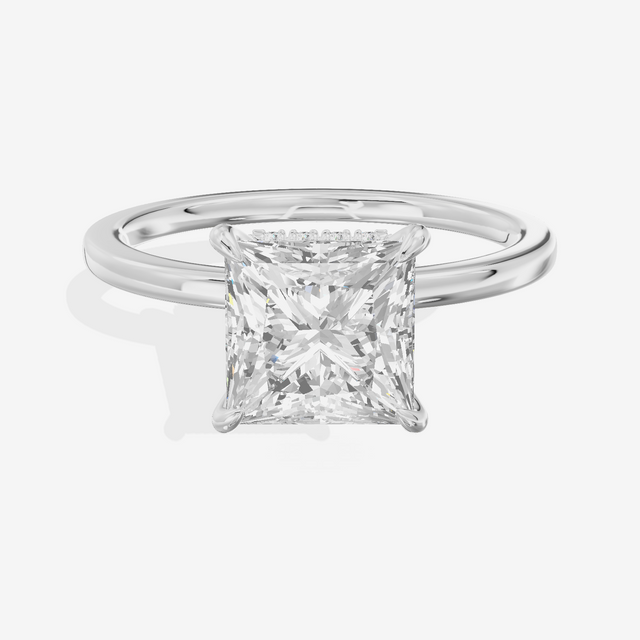 Sincere Halo Princess Engagement Ring (1/15 ct. tw.) in 14K White Gold