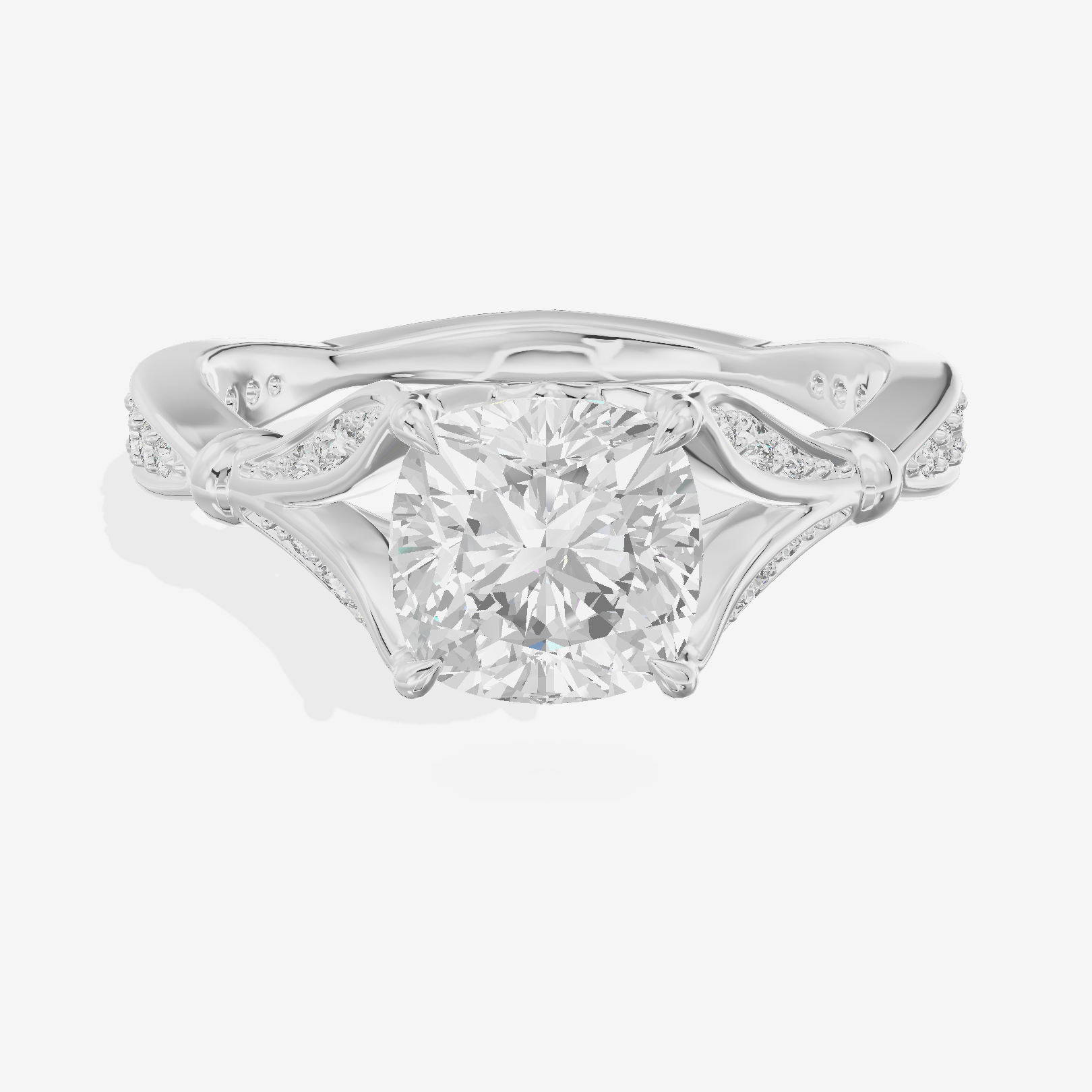 Sincere Bezel 1.8mm Cushion Solitaire Engagement Ring in 18K White Gold