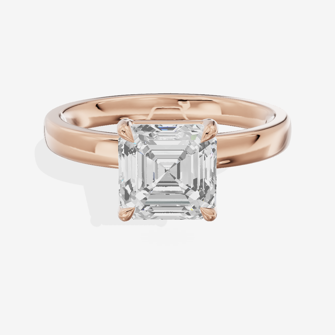 Tender Eversince 2.5mm Asscher Solitaire Engagement Ring in 18K Rose Gold