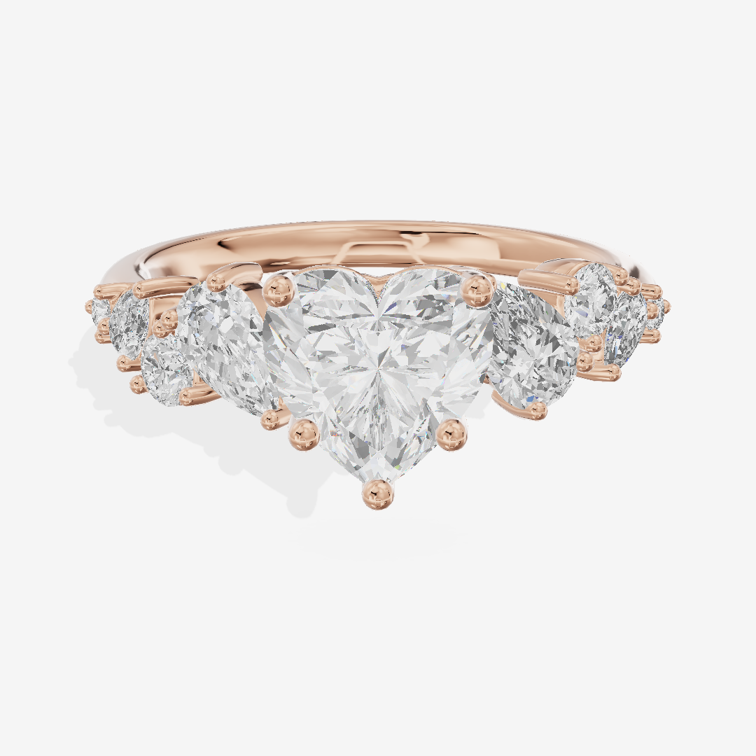 Petite Liviana 2mm Heart Three Stone Engagement Ring (1/2 ct. tw.) in 18K Rose Gold