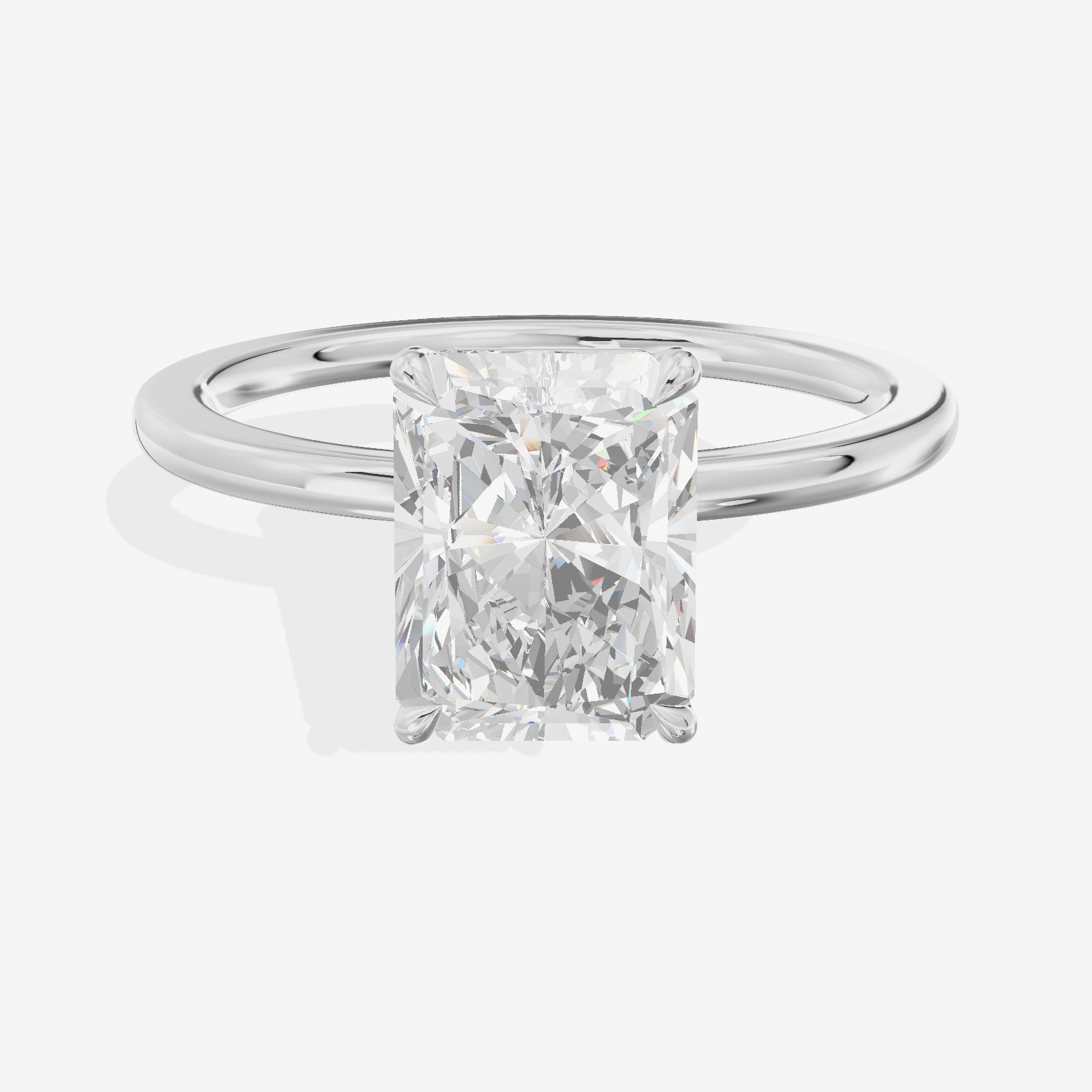 Charmae Ring 1.4mm Radiant Solitaire Engagement Ring in 14K White Gold