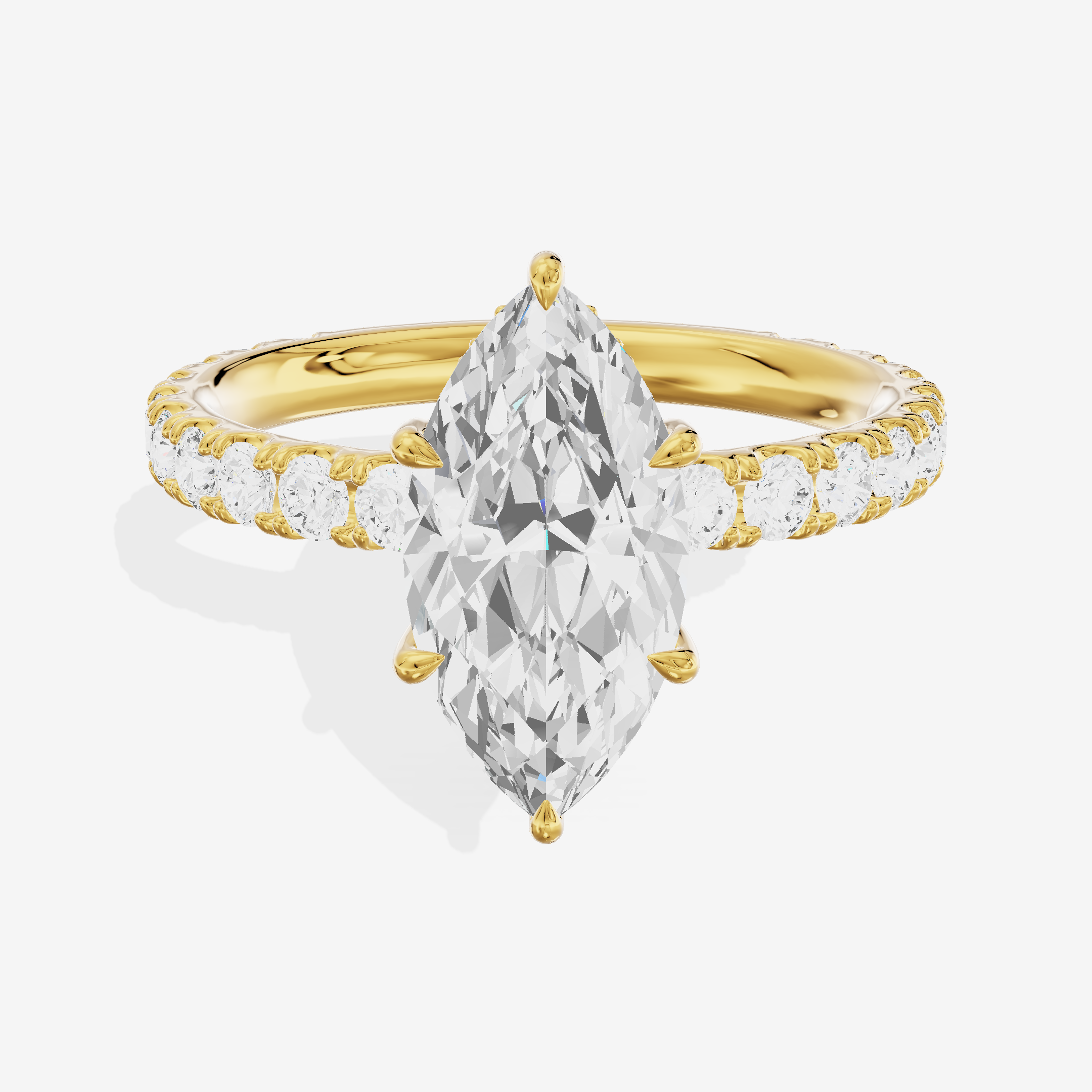 Grand Coeurine Marquise Engagement Ring with Side Stones (3/5 ct. tw.) in 14K Yellow Gold