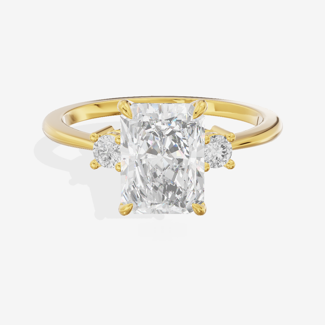 Eternal Aimora Radiant Three Stone Engagement Ring (1/10 ct. tw.) in 14K Yellow Gold