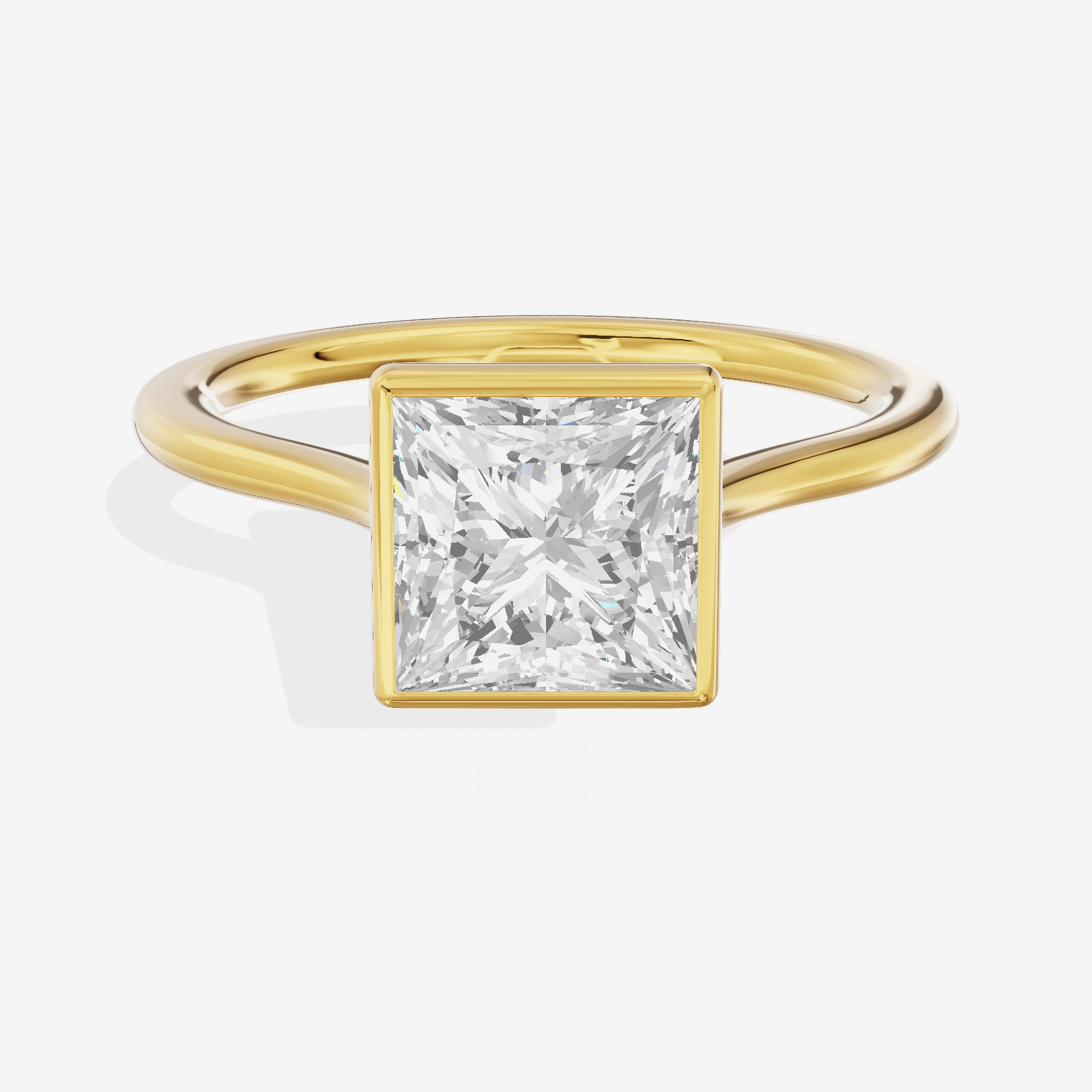 Petite Vowsae 1.5mm Princess Bezel Engagement Ring in 14K Yellow Gold