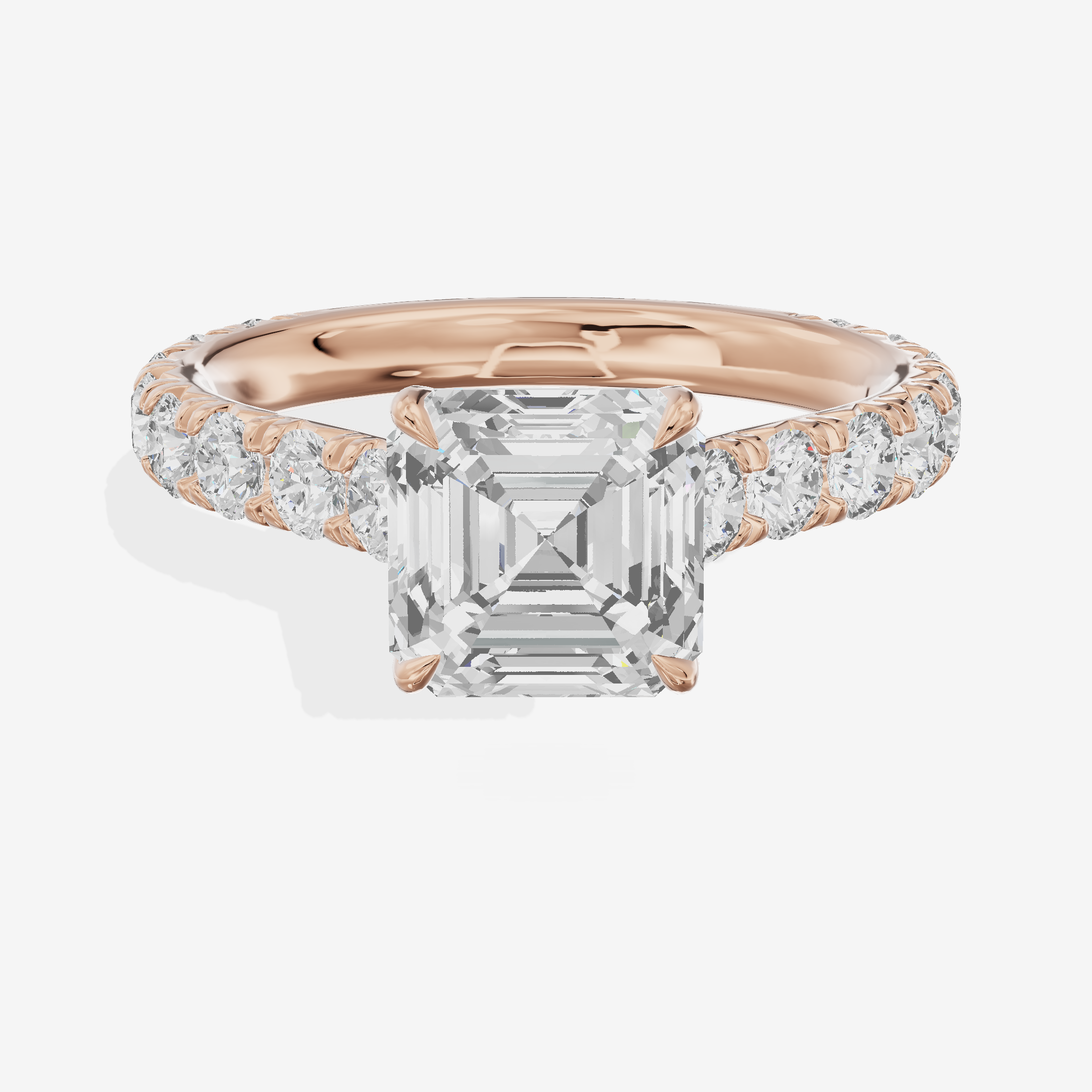 Twine Asscher Engagement Ring with Side Stones (7/8 ct. tw.) in 14K Rose Gold