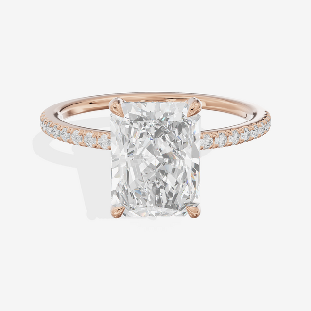 Bowed Sincere Radiant Engagement Ring with Side Stones (1/4 ct. tw.) in 14K Rose Gold