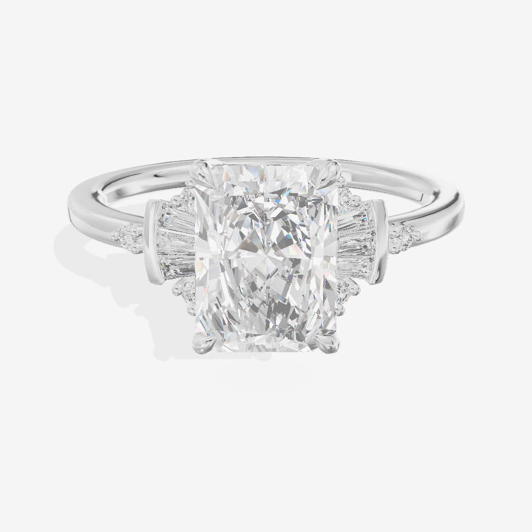 Lightwoven Pavé Radiant Engagement Ring with Side Stones (1/8 ct. tw.) in 14K White Gold