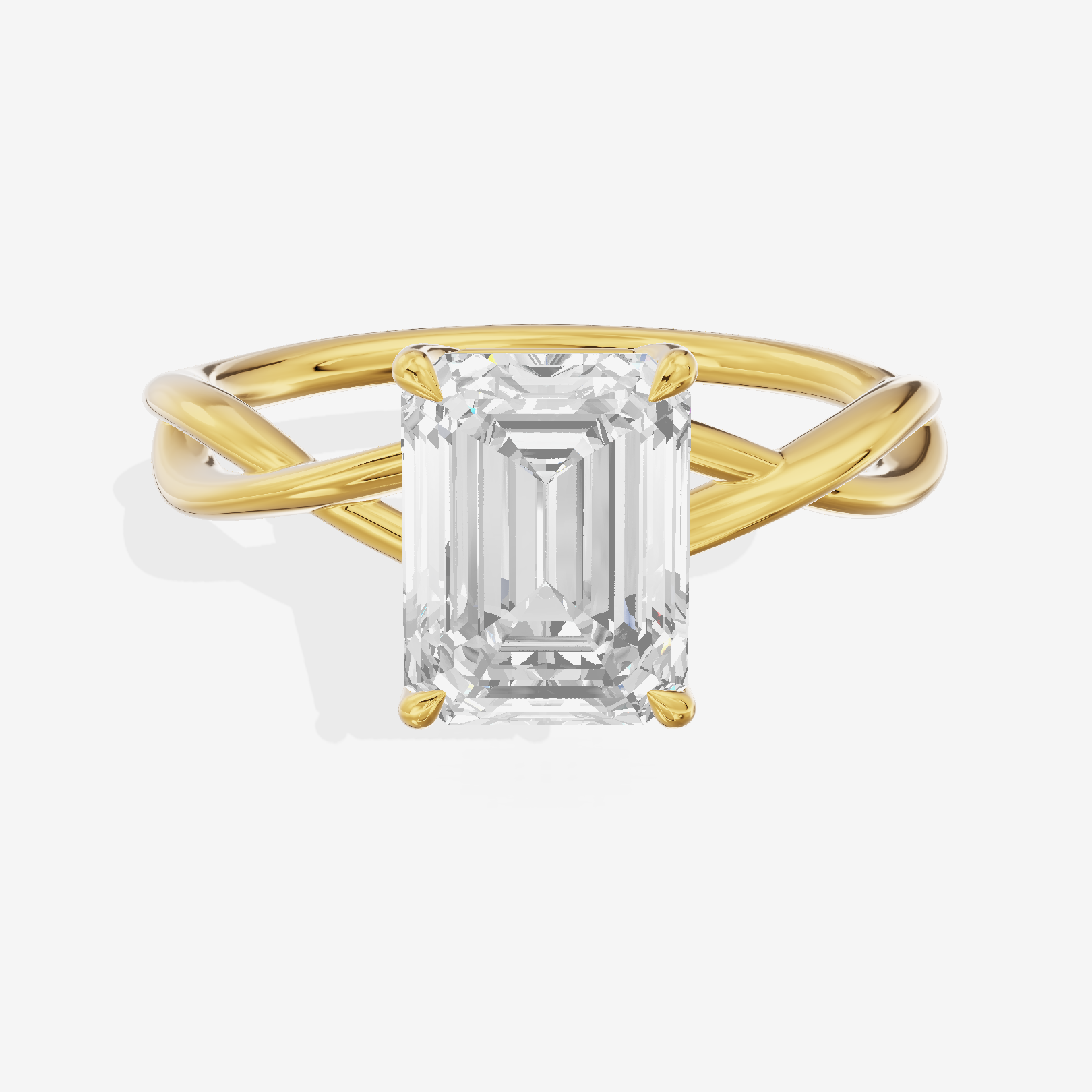 Twined Sincere Emerald Twisted Engagement Ring in 18K Yellow Gold
